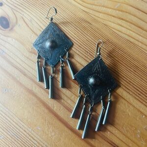 Bohemian Antique-Style Brass Metal Dangle Earrings